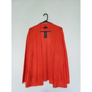 Worthington Womens XL Sweater Zydeco Bright Red Open Front Semi Sheer Office NWT